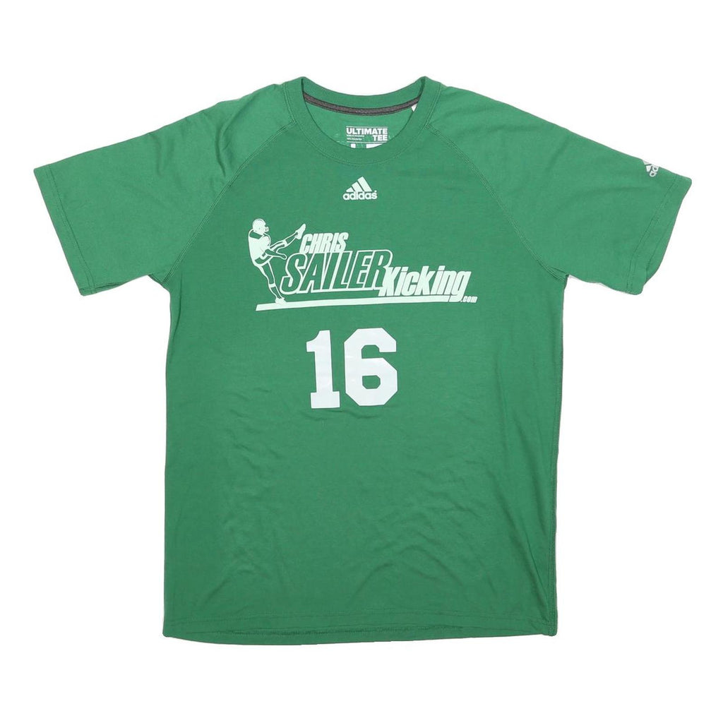 ADIDAS Mens Green Chris Sailer Kicking Graphic T-Shirt L Short Sleeve Crew Neck