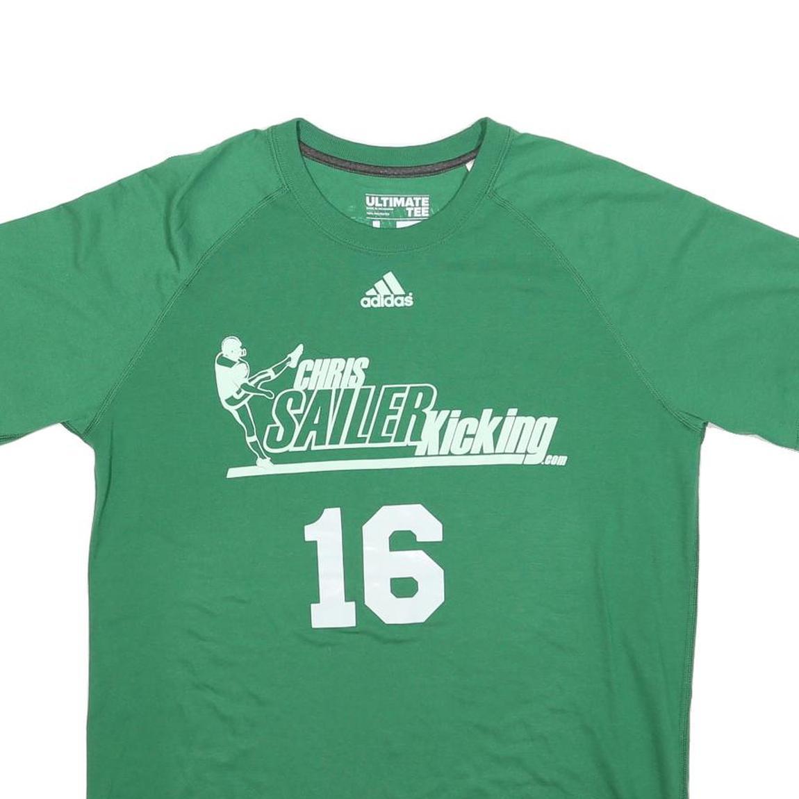 ADIDAS Mens Green Chris Sailer Kicking Graphic T-Shirt L Short Sleeve Crew Neck