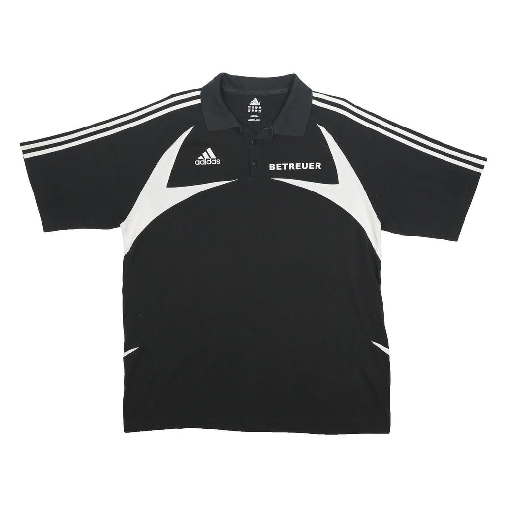 ADIDAS Mens Black & White Betreuer Short Sleeve Polo Shirt XL Athletic