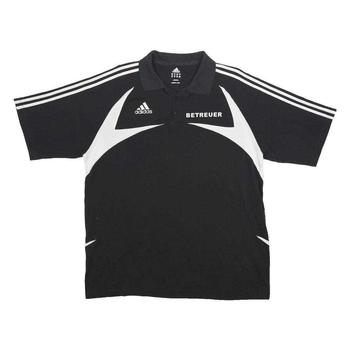 ADIDAS Mens Black & White Betreuer Short Sleeve Polo Shirt XL Athletic