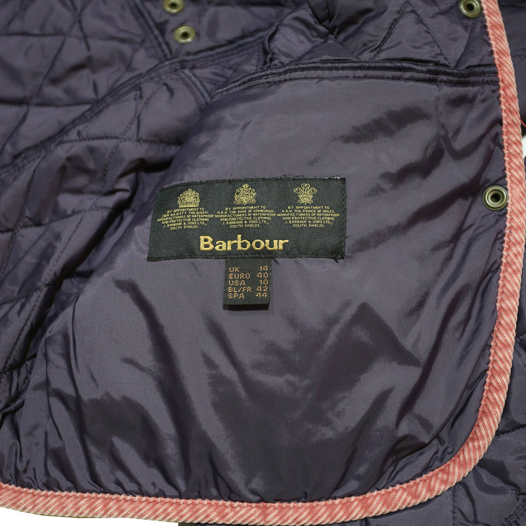 BARBOUR Womens Purple & Pink Quilted Jacket UK 14 Synthetic Button Closure