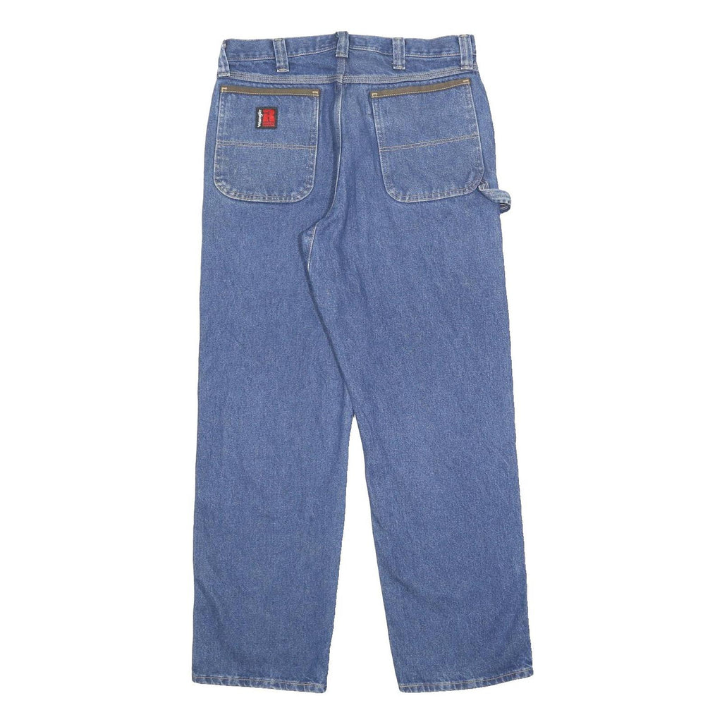 WRANGLER Mens Regular Fit Blue Denim Straight Leg Cotton Jeans W34 L32 Classic