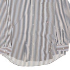 TOMMY HILFIGER Mens White & Navy Striped Cotton Blend Shirt M Button Collar Long
