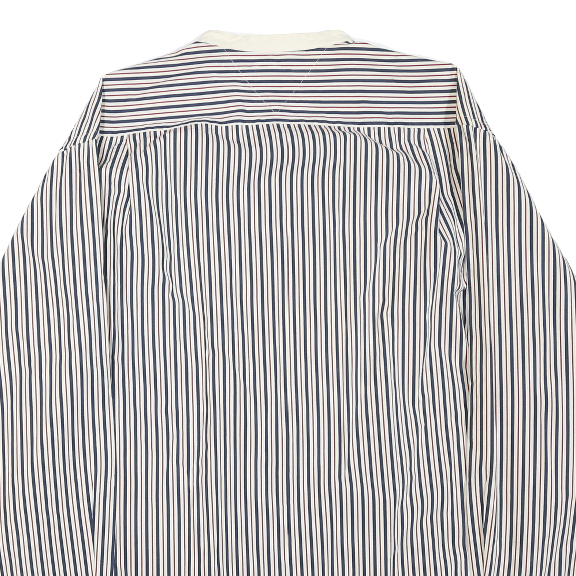 TOMMY HILFIGER Mens White & Navy Striped Cotton Blend Shirt M Button Collar Long