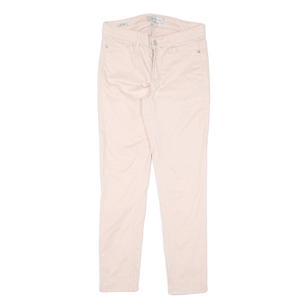CALVIN KLEIN JEANS Womens Cotton Cream Slim Skinny Trousers W28 L27 Stylish