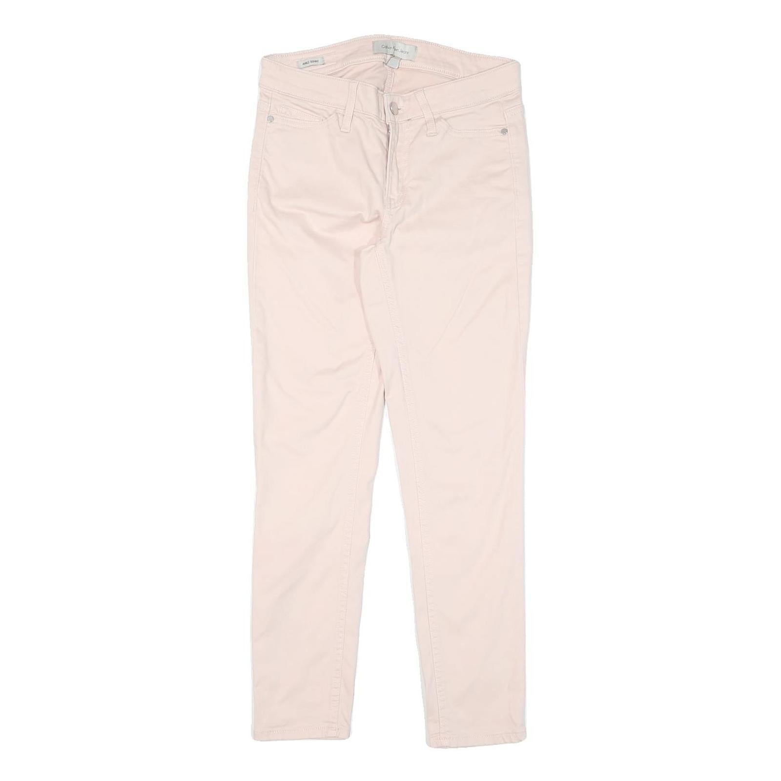 CALVIN KLEIN JEANS Womens Cotton Cream Slim Skinny Trousers W28 L27 Stylish