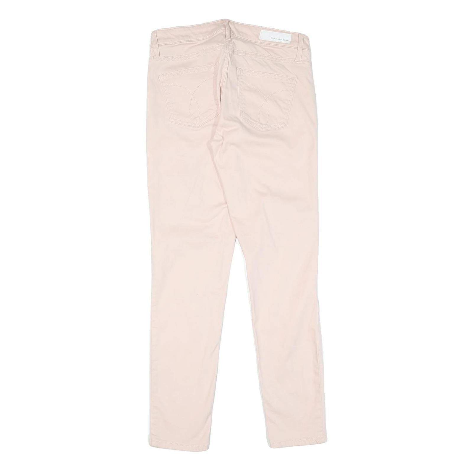CALVIN KLEIN JEANS Womens Cotton Cream Slim Skinny Trousers W28 L27 Stylish