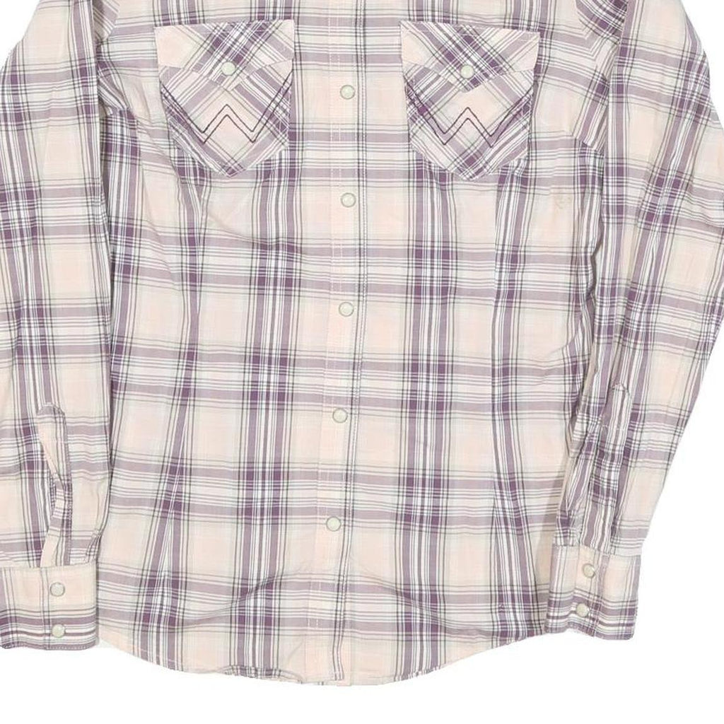 WRANGLER Womens Cream & Purple Check Shirt Retro Style S Western Casual