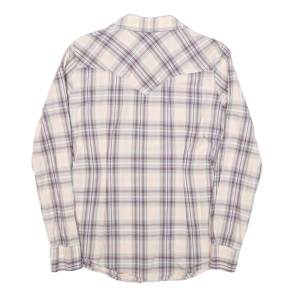 WRANGLER Womens Cream & Purple Check Shirt Retro Style S Western Casual