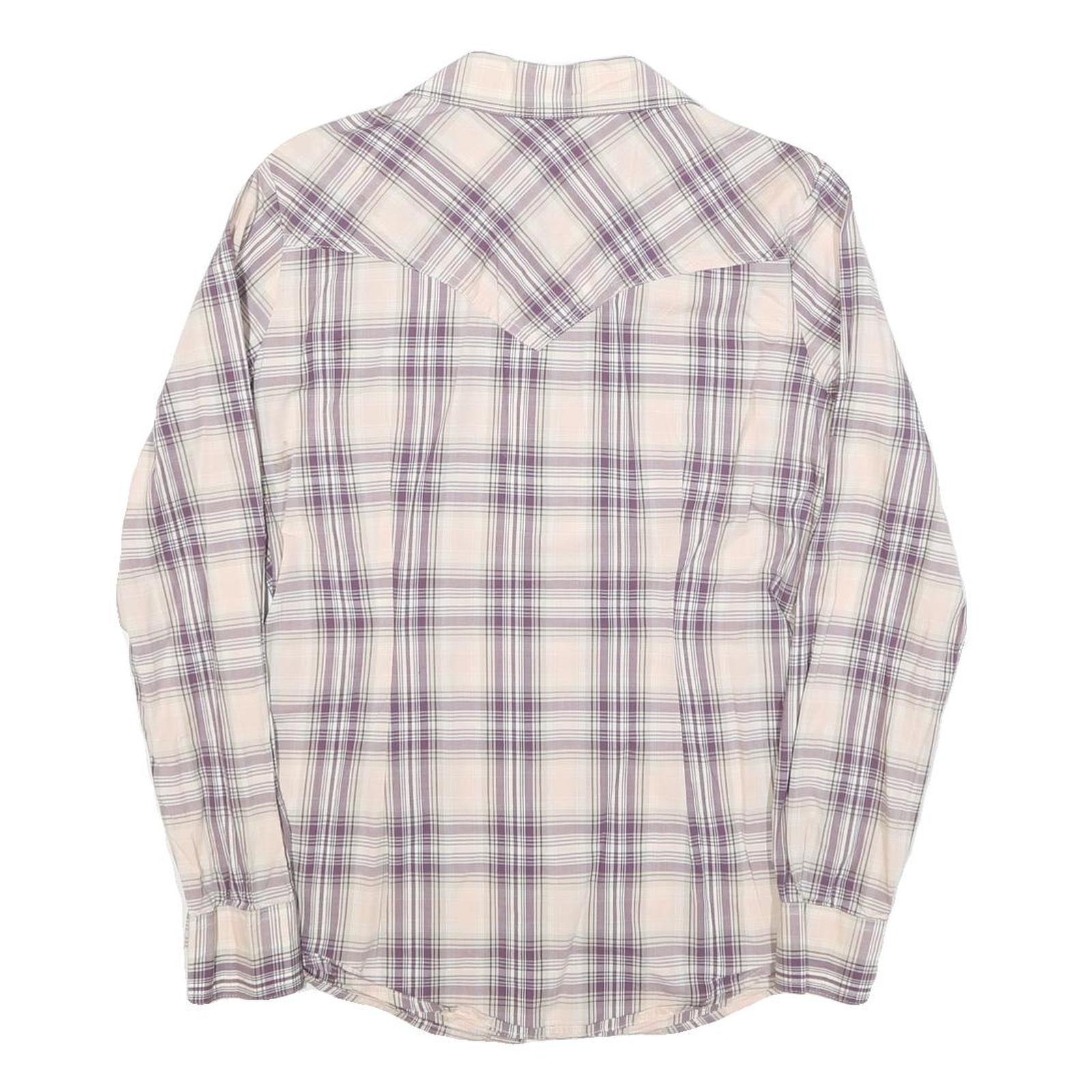 WRANGLER Womens Cream & Purple Check Shirt Retro Style S Western Casual