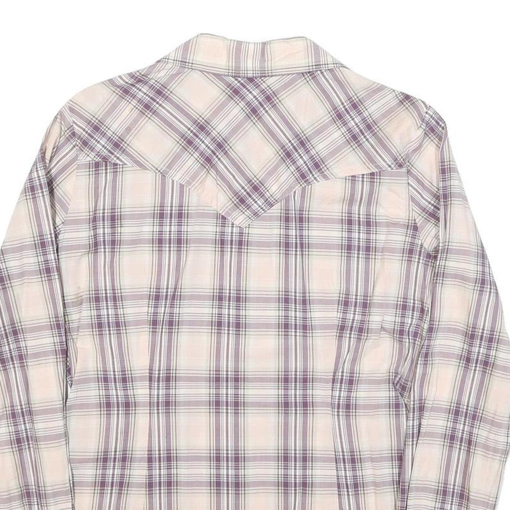 WRANGLER Womens Cream & Purple Check Shirt Retro Style S Western Casual