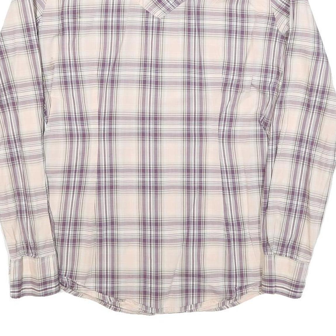 WRANGLER Womens Cream & Purple Check Shirt Retro Style S Western Casual