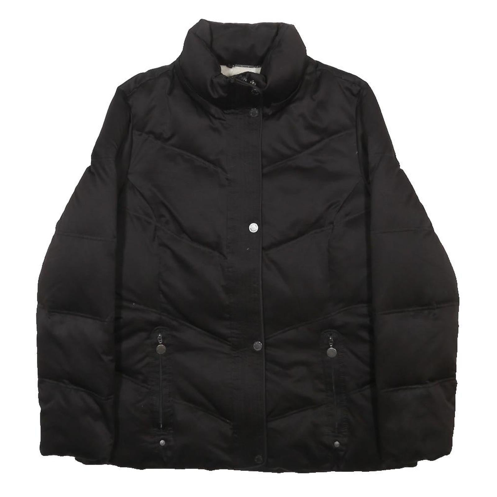 CALVIN KLEIN Womens Black Puffer Jacket M Polyester Woven Plain Zip Stand-Up