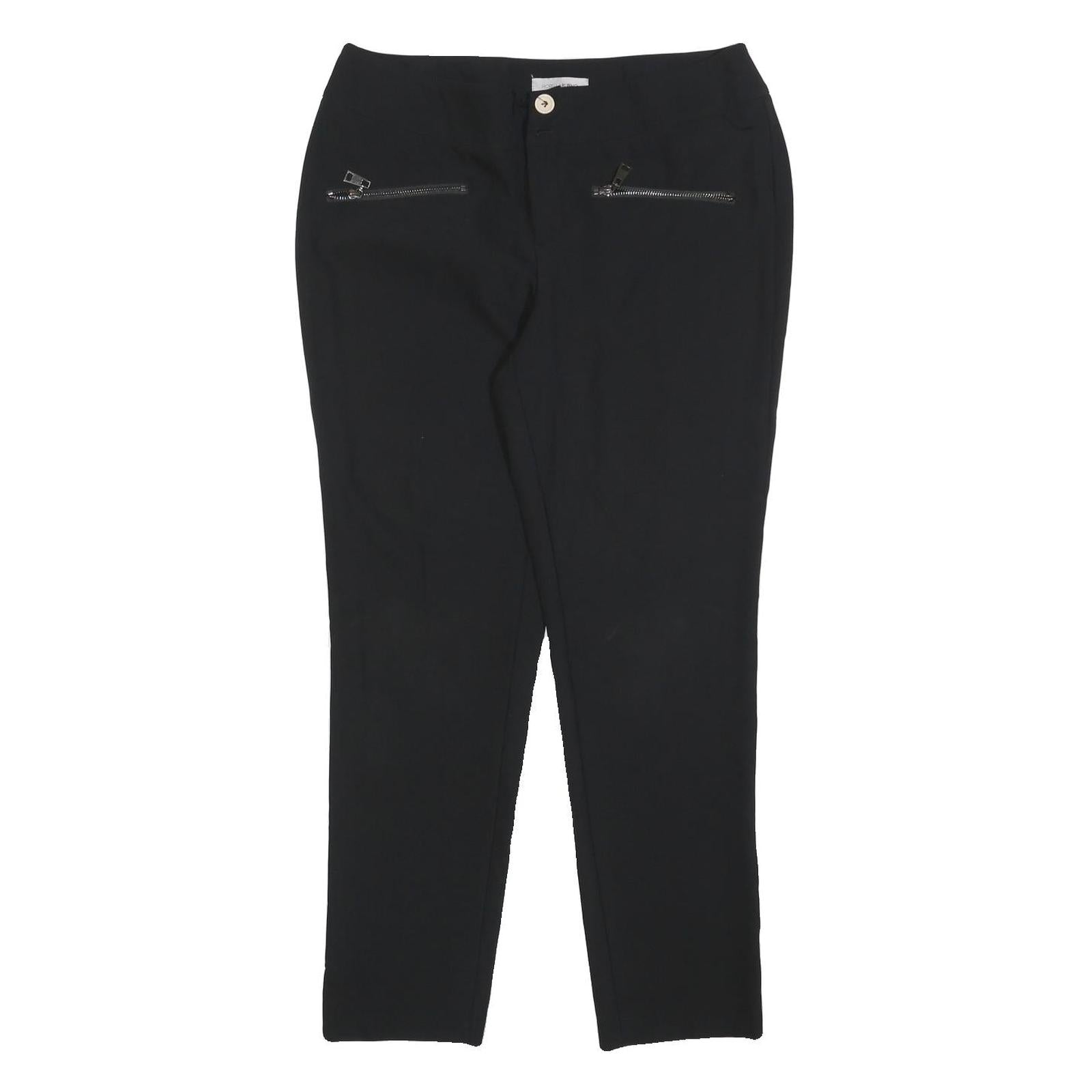 FIORELLA RUBINO Womens Polyester Blend Black Slim Trousers W32 L29 Zip Fastening