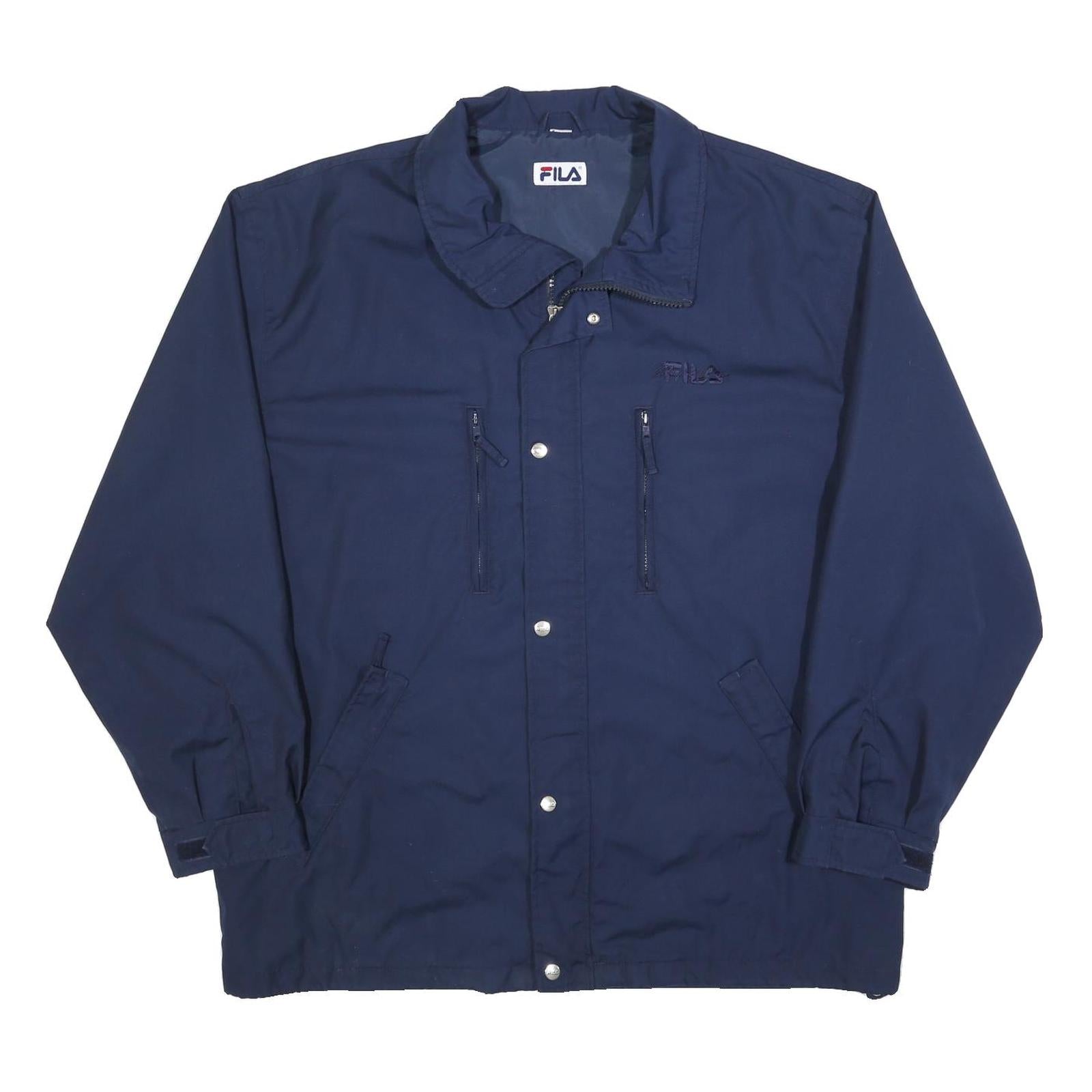 FILA Mens Navy Blue Jacket 2XL Polyester Blend Zip Front Casual Sportswear
