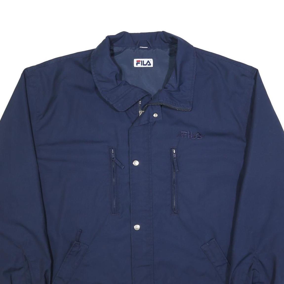 FILA Mens Navy Blue Jacket 2XL Polyester Blend Zip Front Casual Sportswear