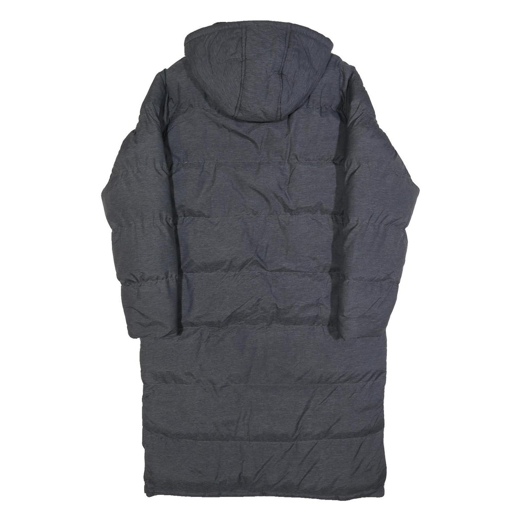 BRAVE SOUL Mens Grey Zip Up Longline Puffer Jacket L Polyester Hooded Winter