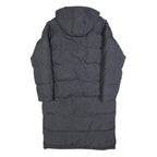 BRAVE SOUL Mens Grey Zip Up Longline Puffer Jacket L Polyester Hooded Winter