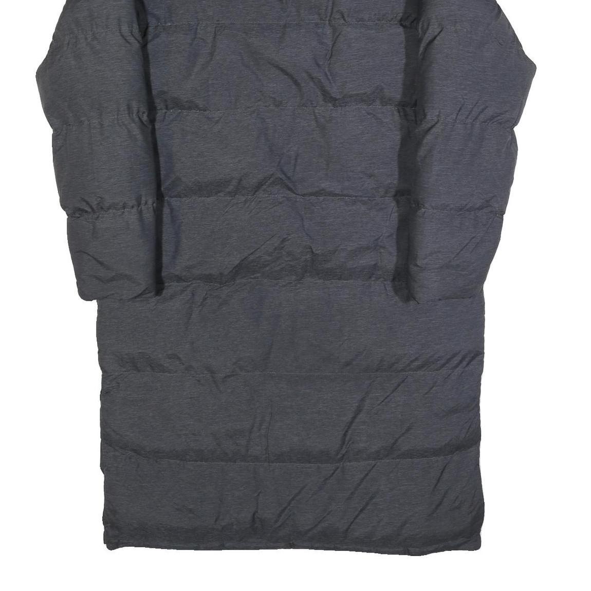 BRAVE SOUL Mens Grey Zip Up Longline Puffer Jacket L Polyester Hooded Winter