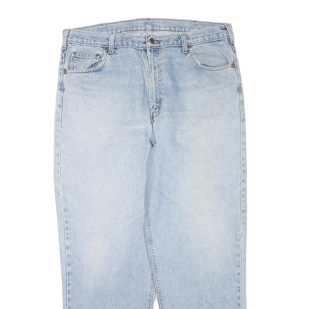 CARHARTT Mens Jeans Light Blue Regular Straight Denim Rinse W40 L32 Zip Cotton