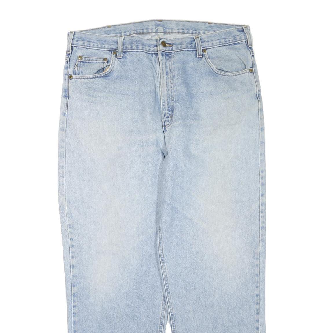CARHARTT Mens Jeans Light Blue Regular Straight Denim Rinse W40 L32 Zip Cotton