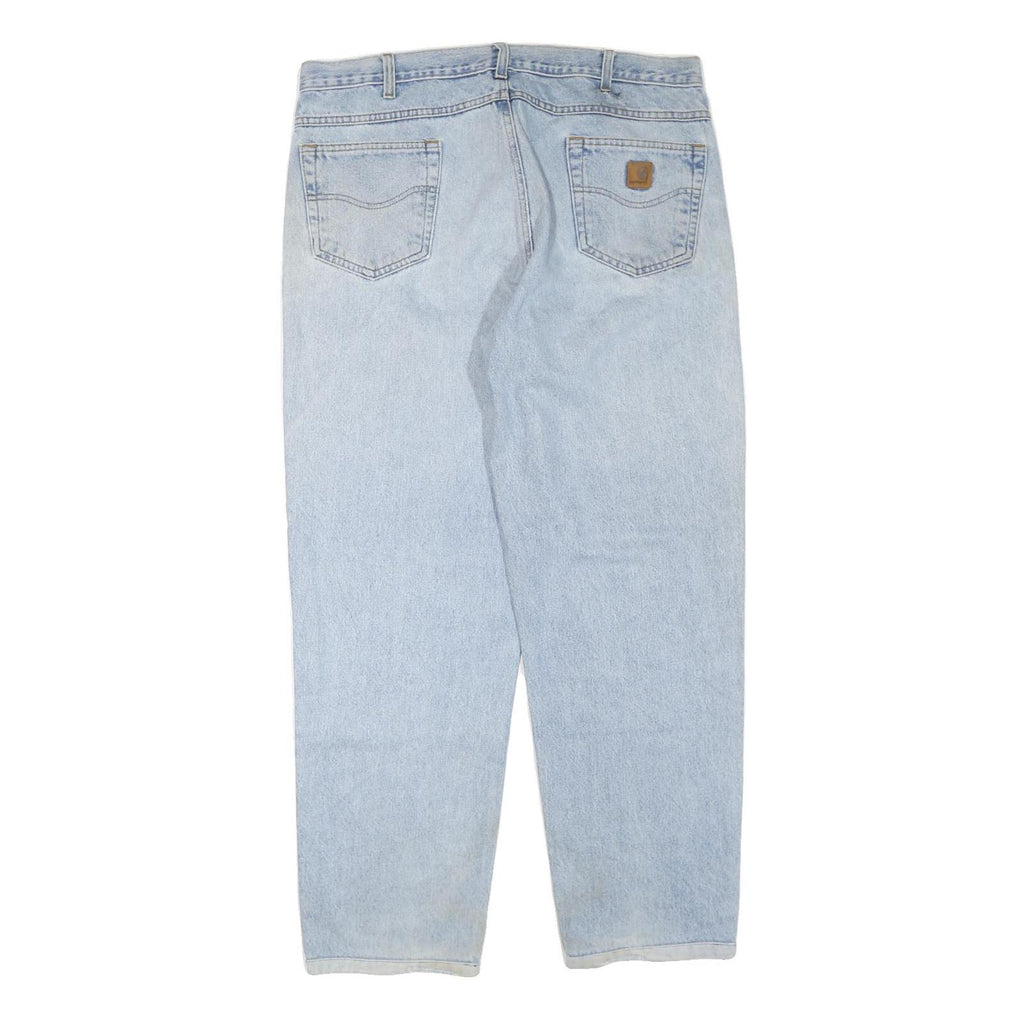 CARHARTT Mens Jeans Light Blue Regular Straight Denim Rinse W40 L32 Zip Cotton