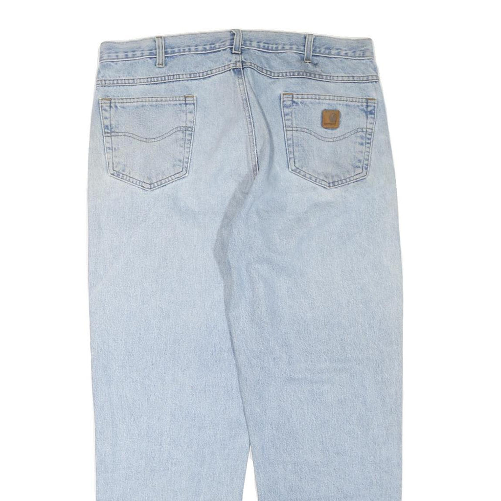 CARHARTT Mens Jeans Light Blue Regular Straight Denim Rinse W40 L32 Zip Cotton