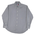 TOMMY HILFIGER Mens Grey Button Down Shirt M Classic Cotton Blend Casual