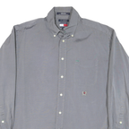 TOMMY HILFIGER Mens Grey Button Down Shirt M Classic Cotton Blend Casual