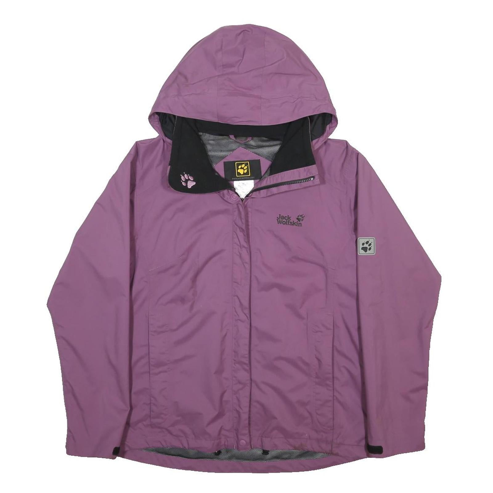 JACK WOLFSKIN Womens Purple Outdoor Jacket L Polyester Hooded Zip Plain