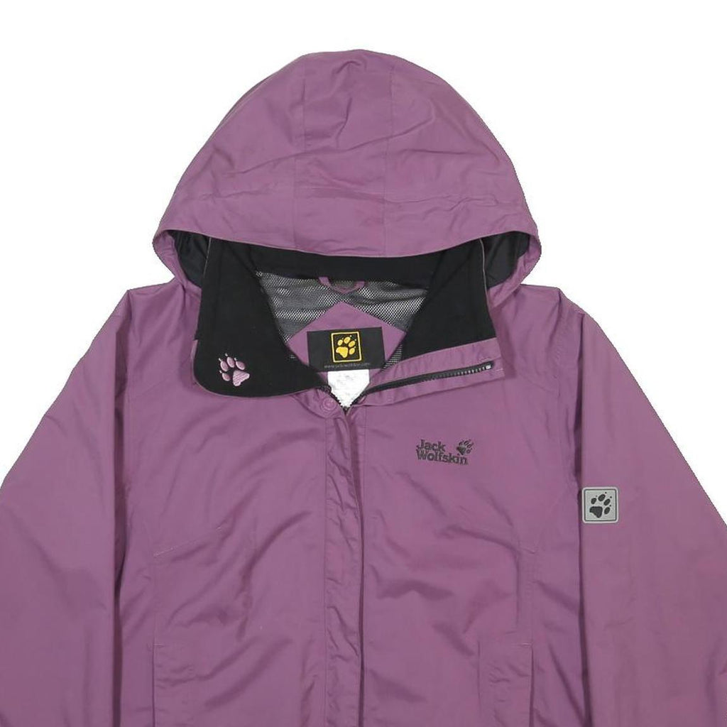 JACK WOLFSKIN Womens Purple Outdoor Jacket L Polyester Hooded Zip Plain