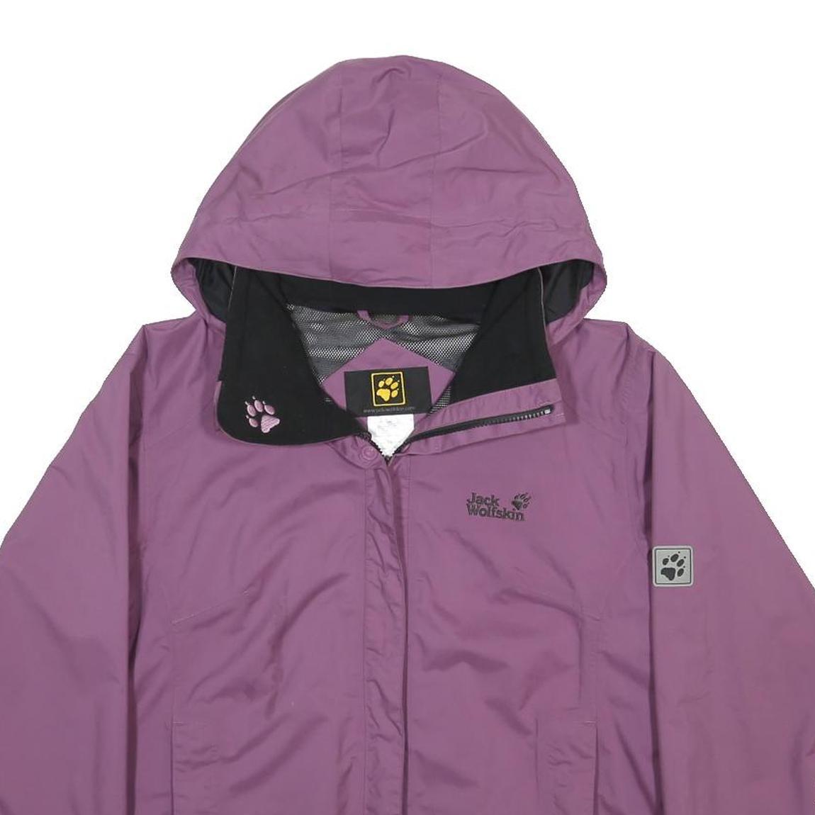 JACK WOLFSKIN Womens Purple Outdoor Jacket L Polyester Hooded Zip Plain