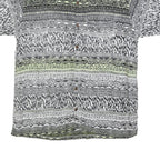 Mens Black & Cream Patterned Viscose Shirt L Short Sleeve Casual Button Up