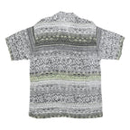 Mens Black & Cream Patterned Viscose Shirt L Short Sleeve Casual Button Up