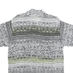 Mens Black & Cream Patterned Viscose Shirt L Short Sleeve Casual Button Up