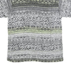 Mens Black & Cream Patterned Viscose Shirt L Short Sleeve Casual Button Up