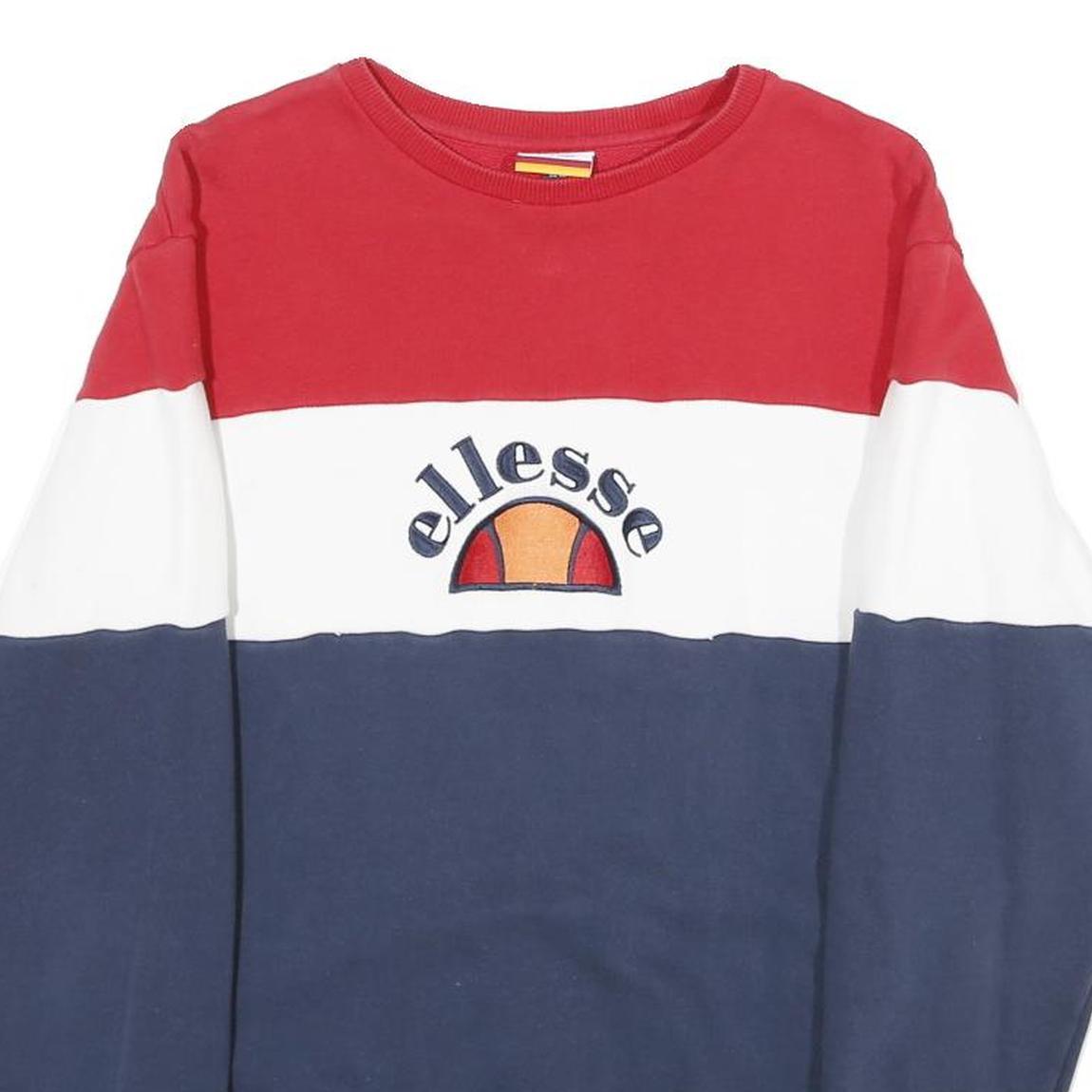 ELLESSE Mens Red White & Blue Crew Neck M Sweatshirt Cotton Blend Casual