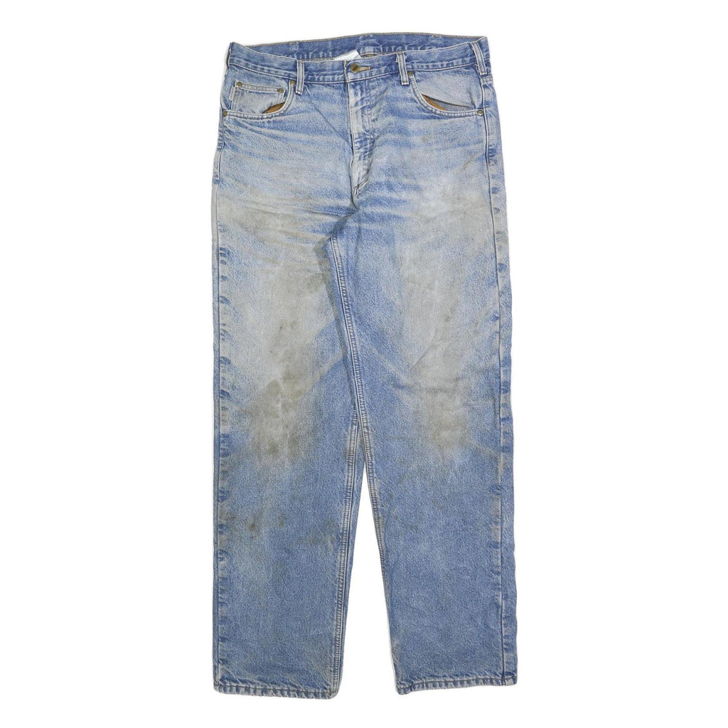 CARHARTT Mens Relaxed Blue Denim Light Jeans W36 L34 Distressed Pocket Zip