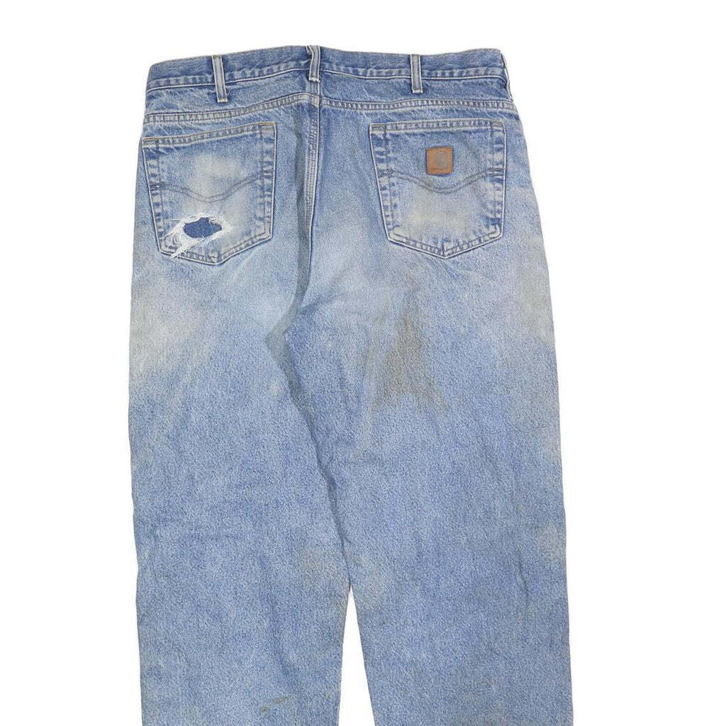 CARHARTT Mens Relaxed Blue Denim Light Jeans W36 L34 Distressed Pocket Zip