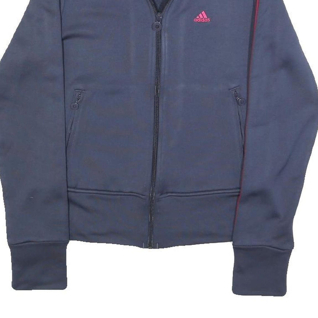 ADIDAS Womens Blue & Pink Track Jacket UK 8 Polyester Zip Athletic Fit