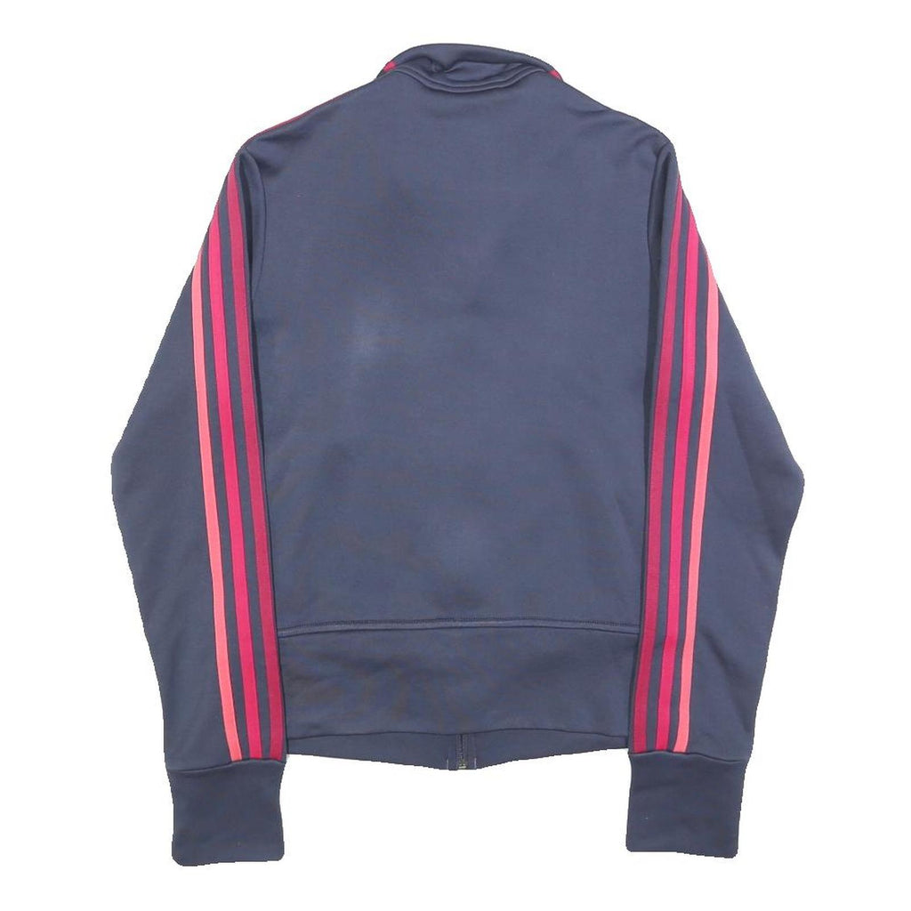 ADIDAS Womens Blue & Pink Track Jacket UK 8 Polyester Zip Athletic Fit