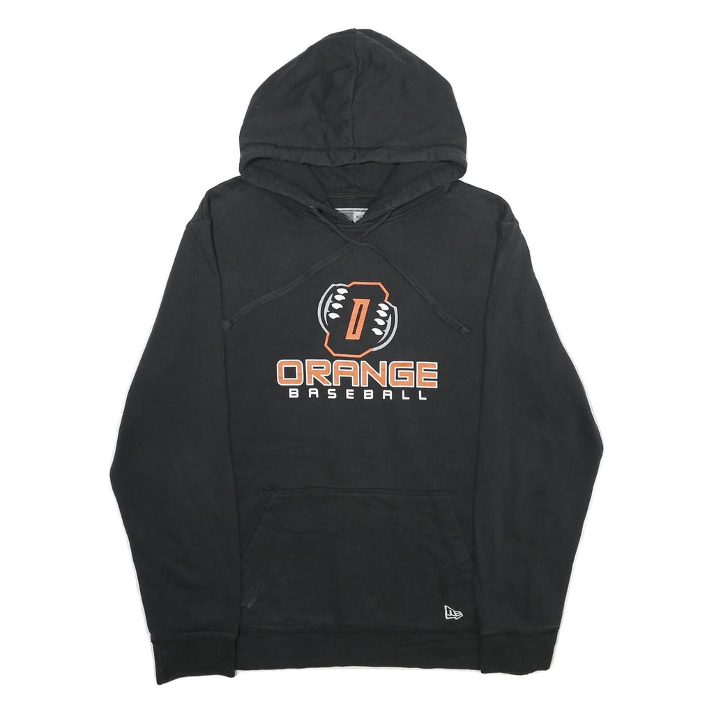 NEW ERA Mens Black Orange Baseball Pullover Hoodie L Cotton Blend Casual Wear