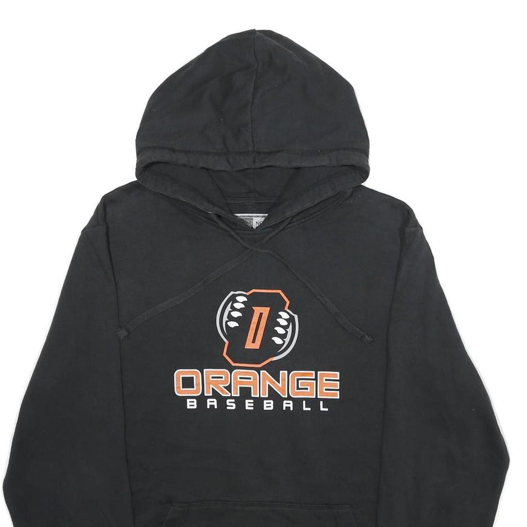 NEW ERA Mens Black Orange Baseball Pullover Hoodie L Cotton Blend Casual Wear