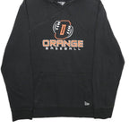 NEW ERA Mens Black Orange Baseball Pullover Hoodie L Cotton Blend Casual Wear