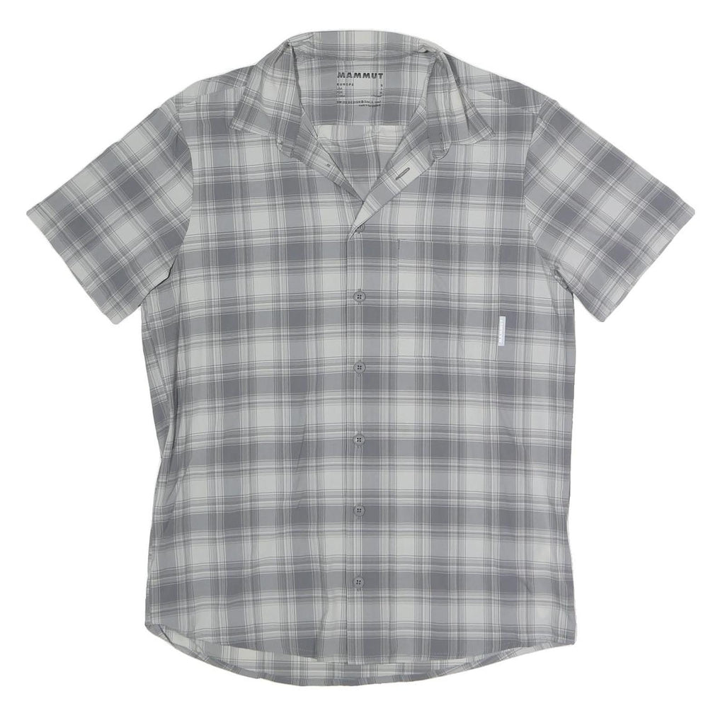 MAMMUT Mens Grey Shirt Short Sleeve Collared Check S Lightweight Outdoor Top
