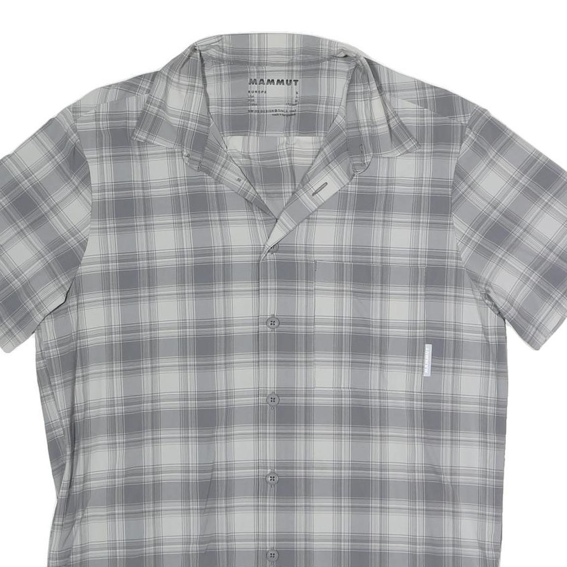 MAMMUT Mens Grey Shirt Short Sleeve Collared Check S Lightweight Outdoor Top