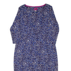 JOULES Womens Day Dress Blue Viscose Animal Print Long Sleeve Knee Length UK 14