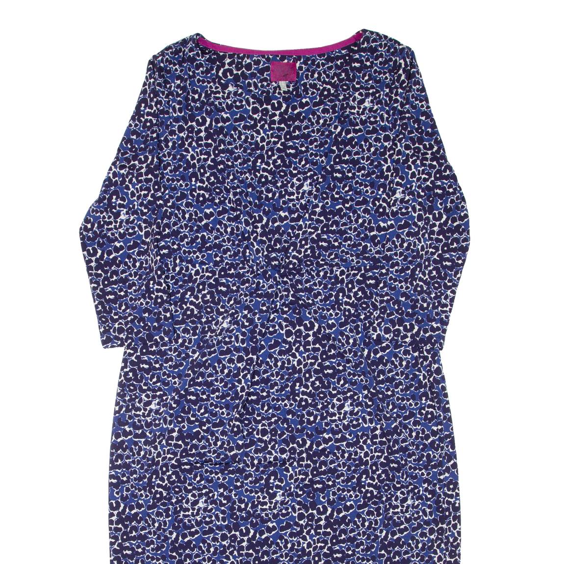 JOULES Womens Day Dress Blue Viscose Animal Print Long Sleeve Knee Length UK 14