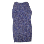 JOULES Womens Day Dress Blue Viscose Animal Print Long Sleeve Knee Length UK 14