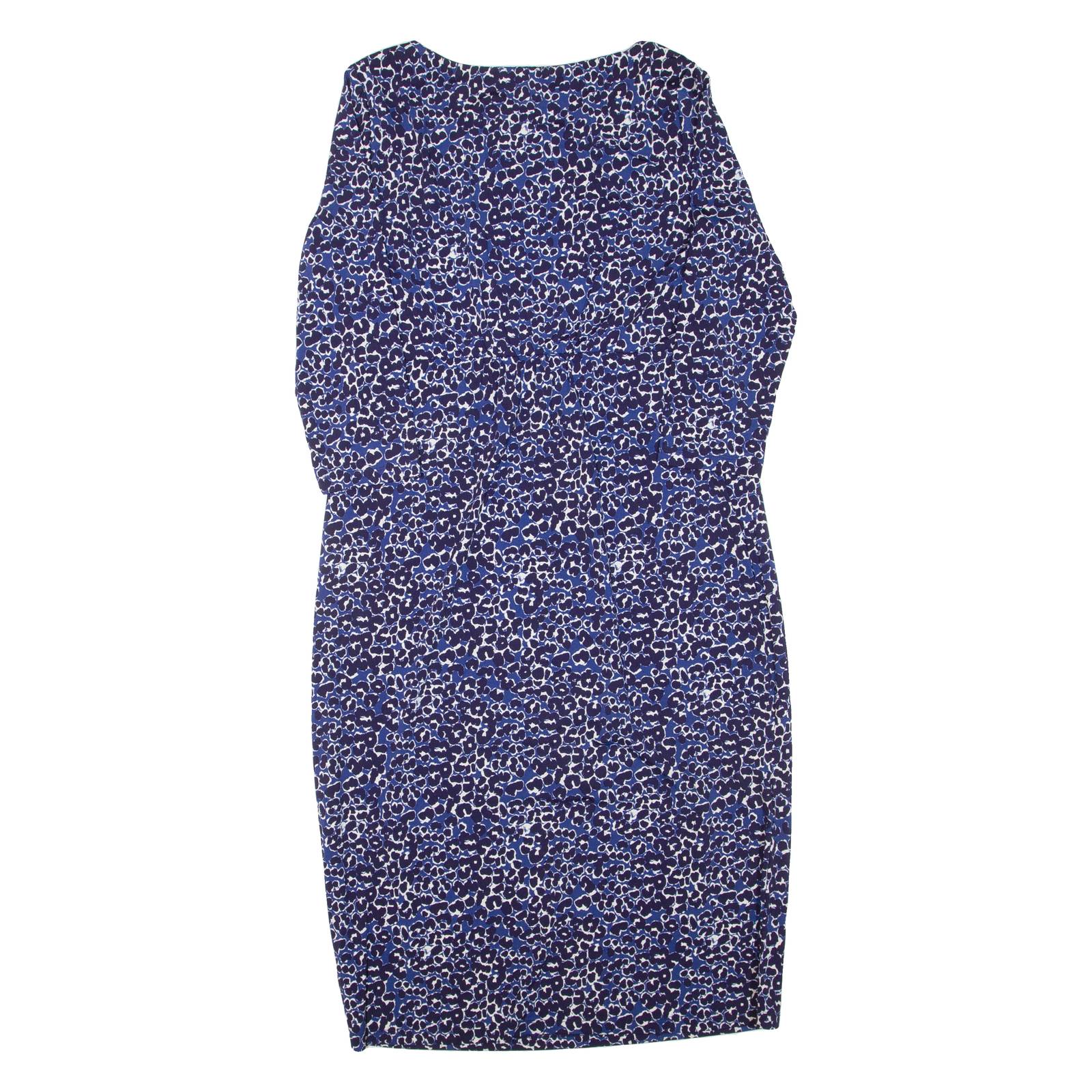 JOULES Womens Day Dress Blue Viscose Animal Print Long Sleeve Knee Length UK 14